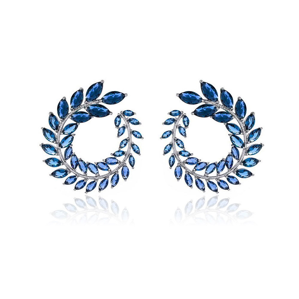 Blue Marquise Cluster Earrings